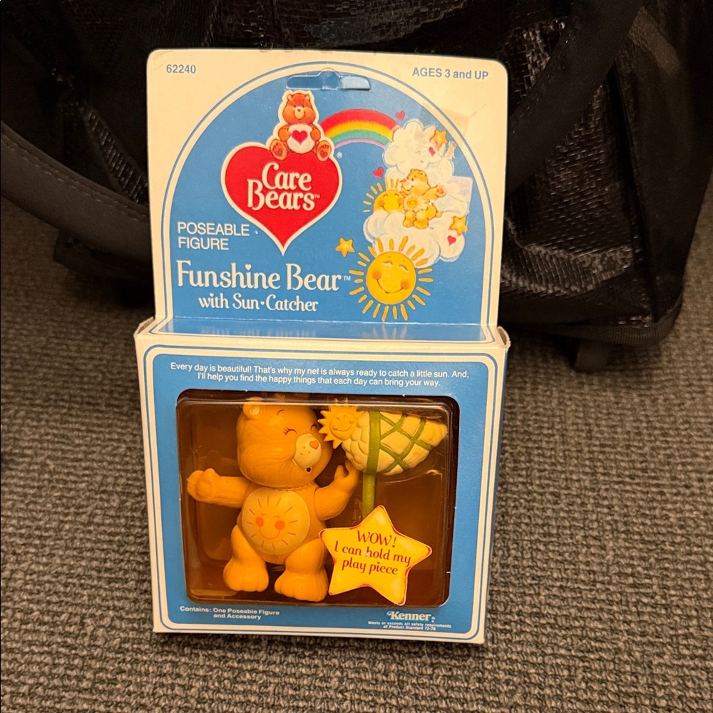 Vintage sealed 1982 Kenner Care Bears Funshine Bear Poseable Figure Sun catcher